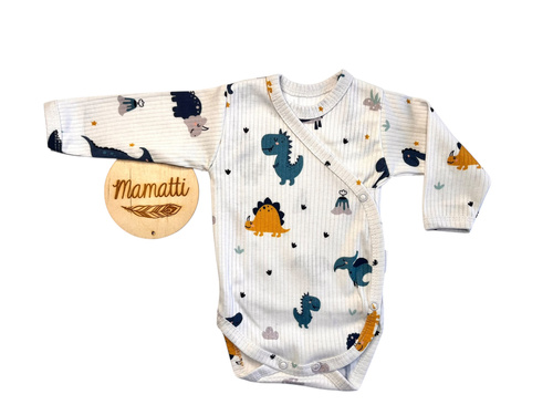 Mamatti BD15526 body niemowlęce kopertowe – bawełna 100%, długi rękaw, certyfikat OEKO-TEX