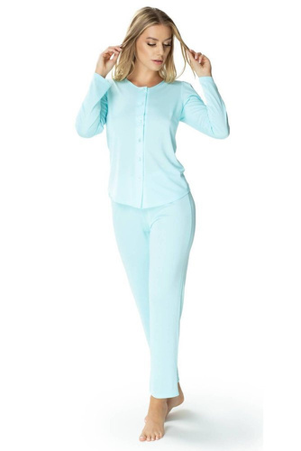 Piżama damska rozpinana 6200 Maria Mewa turkusowy 