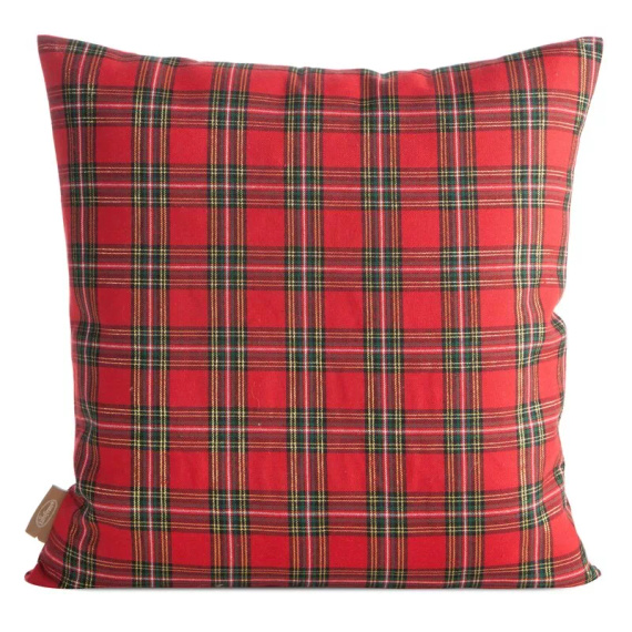 Eurofirany poszewka świąteczna CHP 165 – 45x45, kratka biało-czerwona z Mikołajem