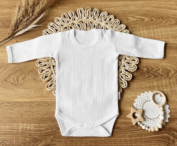 Body z długim rękawem BDAB002 EkoBaby Mamatti - biały