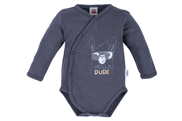 Body baby z długim rękawem "Hello Dude" Makoma grafitowy
