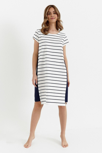 Cana 449 koszula damska ecru – z krótkim rękawem, bawełniana i elegancka na noc