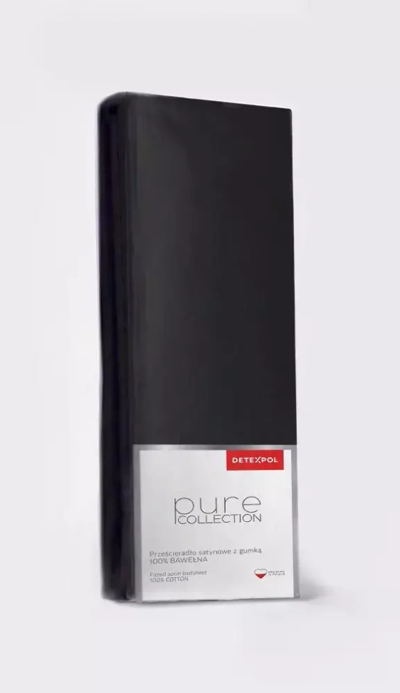 Prześcieradło satynowe z gumką jPure ednobarwne Detexpol czarny