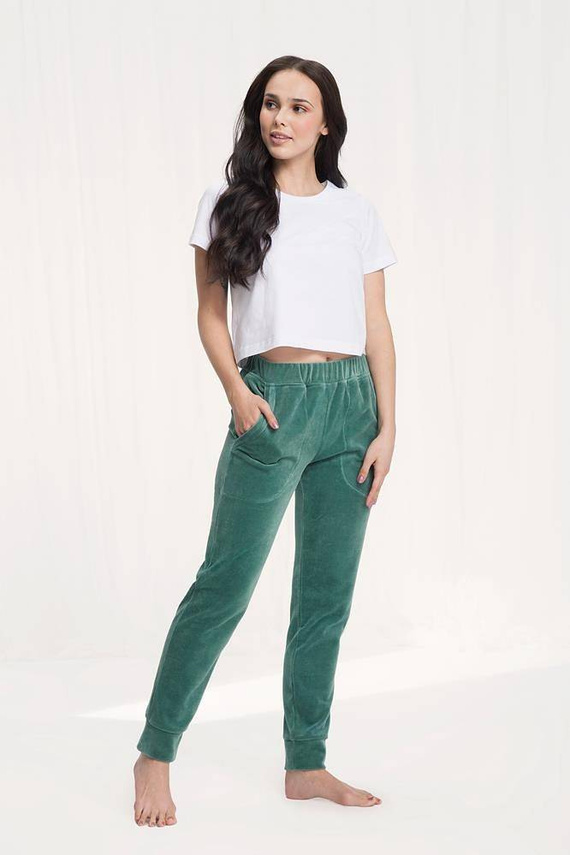 Spodnie dresowe Damskie 310 Welur Luna -szary