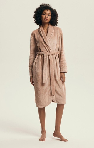  Szlafrok Henderson Dextra 43595 peach – aksamitny w dotyku, za kolano