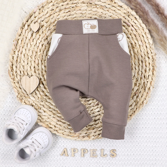 Spodnie dresowe z bawełny organicznej Happy Apples Nini beżowy 