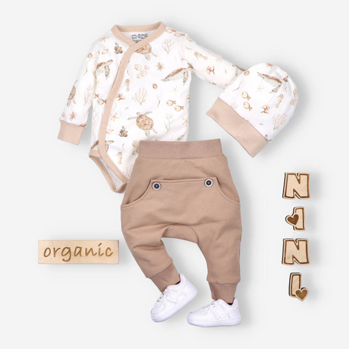 Body kopertowe z bawełny organicznej Turtles Nini druk