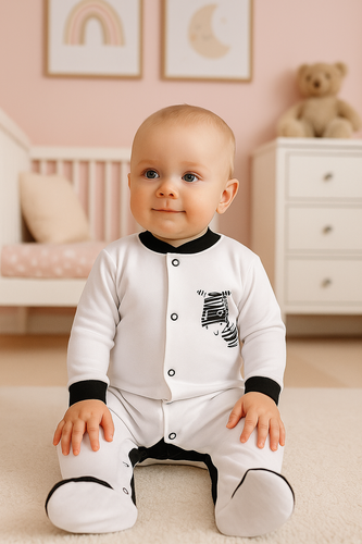 "Zebra" Pajac bawełniany Terjan - biały