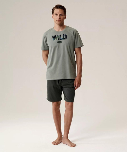 Bawełniana piżama męska NMP-396 – krótki rękaw, przewiewna, idealna na lato