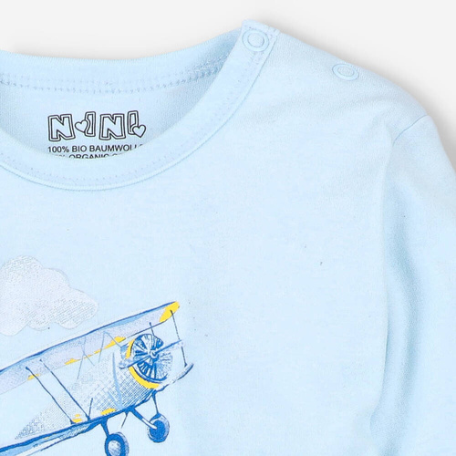 Bluzka z bawełny organicznej Samoloty Nini błękitny
