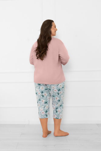 Piżama damska Perlis – kwiatowy akcent i naturalna bawełna Italian Fashion