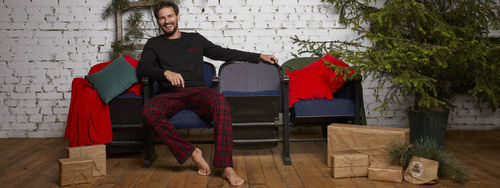 Piżama Męska długi rękaw, długie spodnie Zeman Italian Fashion - czarny/druk