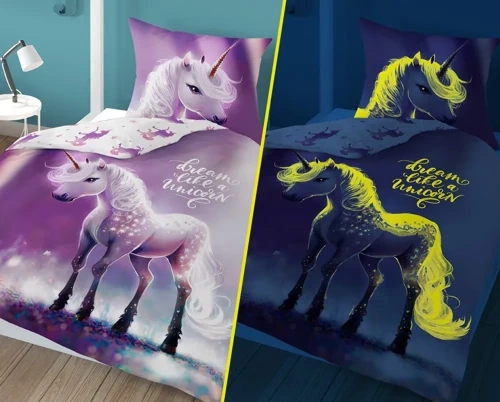 Pościel bawełniana świecąca w ciemności 4638 A Fluo 35 Jednorożec Detexpol