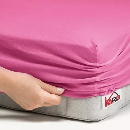 Prześcieradło Jersey z gumką KARO - amarant