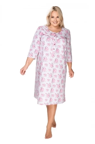 Koszula nocna 86306 Ingrid z rozpinanym dekoltem Mewa kwiaty