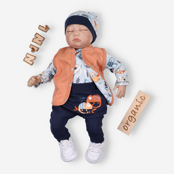 Czapka niemowlęca z bawełny organicznej Kameleon Nini druk