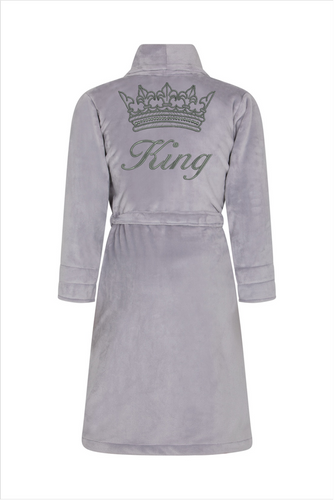 Szlafrok męski King + Korona ByShelly - jasny szary/srebrny