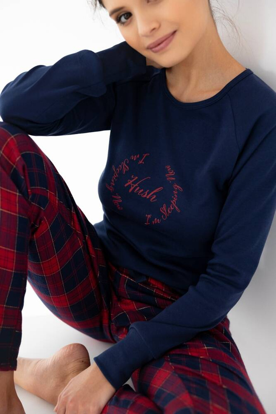 Piżama damska Emmeline Sensis -granatowy-czerwony