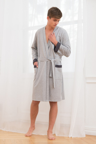 Szlafrok męski z kieszeniami Gabriel Italian Fashion- melanż/granat