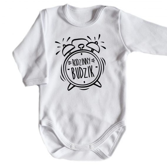 "Budzik rodzinny" body długi rękaw Moocha czarny