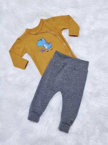 Body z długim rękawem kopertowe Let's Drive Bambarillo musztardowy