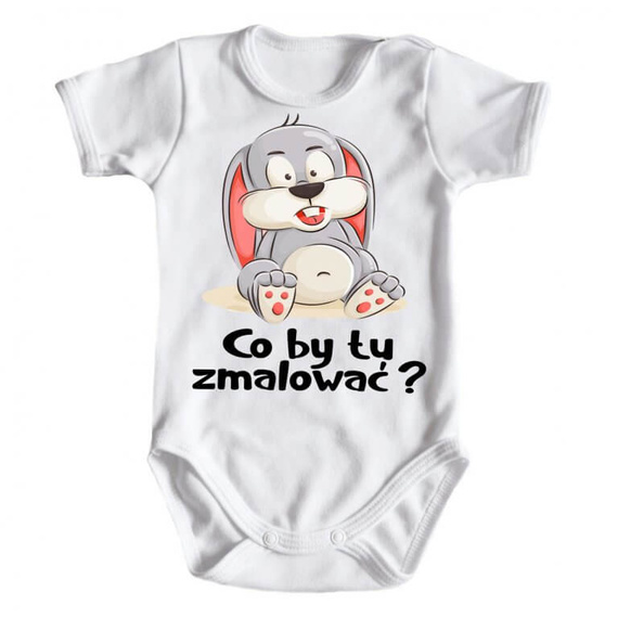 Body krótki rękaw "Wielkanoc – Co by tu zmalować?" Moocha biały