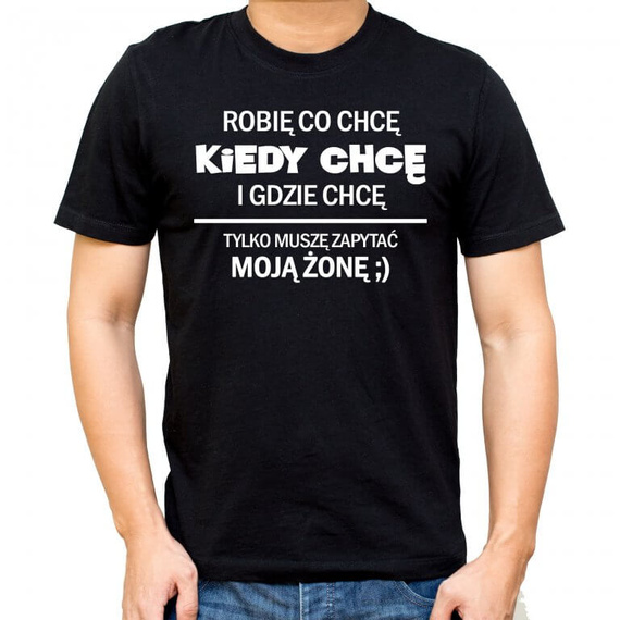 Koszulka męska "Muszę zapytać żonę" Moocha czarny