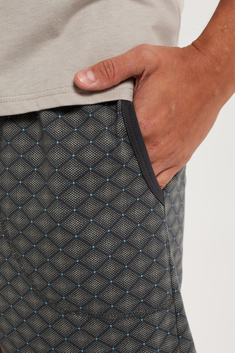 Piżama Męska krótki rękaw, spodenki Abel Italian Fashion - beżowy/druk