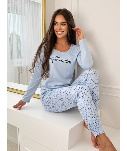 Donna Star Long – piżama damska bawełniana, długi rękaw, praktyczne opakowanie