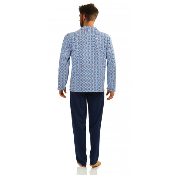 Bawełniana piżama męska, rozpinana 2210/16 Sesto Senso - granatowy