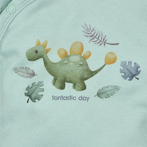 Pajacyk niemowlęcy Nini Dino Explorer miętowy | Naturalna bawełna organiczna, delikatność od pierwszego dnia