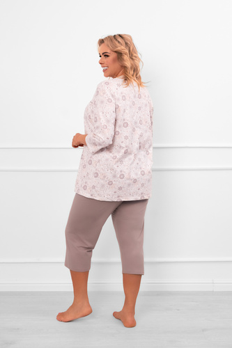 Damska piżama Galea – komplet bawełniany, koszulka i spodnie 3/4 Italian Fashion 