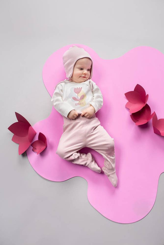 Czapka niemowlęca wiązana Romantic Pinokio - róż