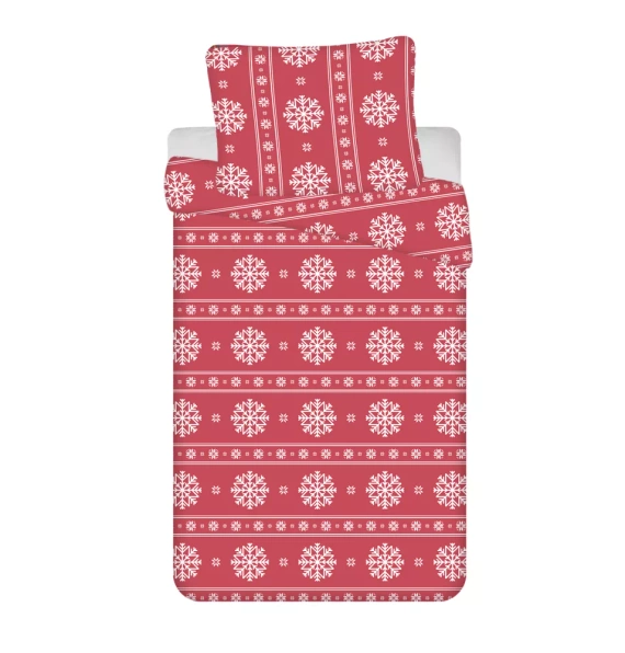 Jerry Fabrics pościel świąteczna Christmas – bawełna 100%, czerwona w białe śnieżki