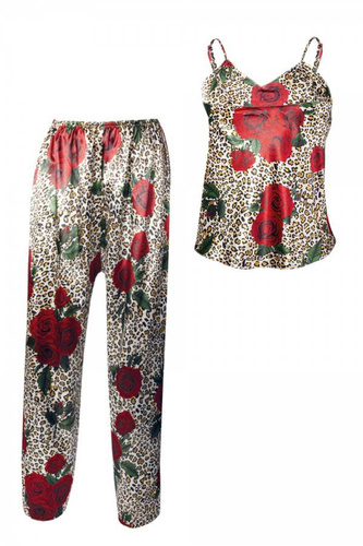 Piżama Damska Satynowa Flowers DKaren - DK-KI 6 ecru