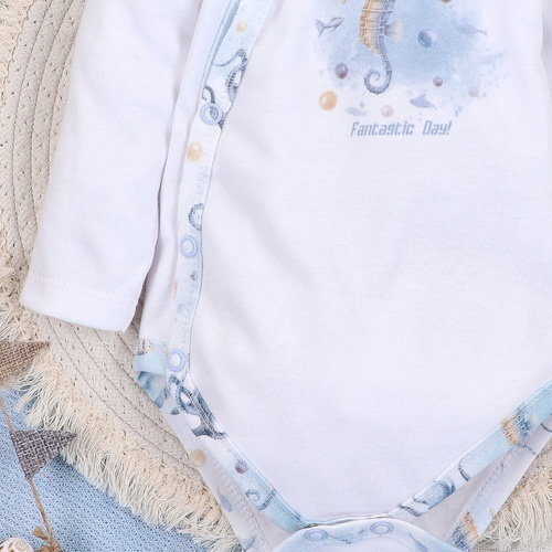 Nini Body Sea Of Joy kopertowe – bawełna organiczna, dla noworodka Nini biały 