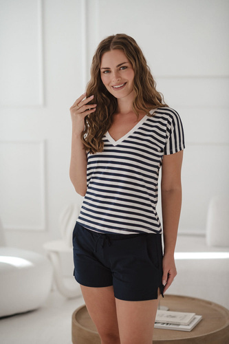 Bluzka Two Ways — ciążowa i do karmienia, dwustronna, krótki rękaw Milk&Love granatowy 