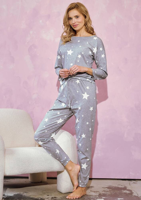 Piżama damska 3208 Lizzie Taro - szary melanż