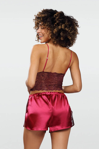 Piżama Damska Satynowa Patty DKaren - bordo