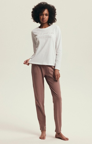 Bawełniana piżama damska Henderson Delanie 43701 – koszulka dł. rękaw + spodnie