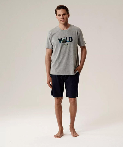 Bawełniana piżama męska NMP-396 – krótki rękaw, przewiewna, idealna na lato