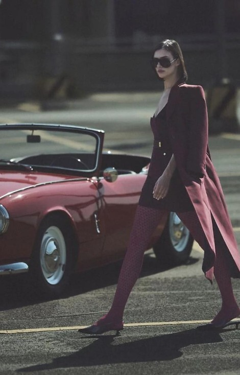 1233 Cherie Rajstopy Gabriella 60 den bordo– wzór w serduszka, 3D