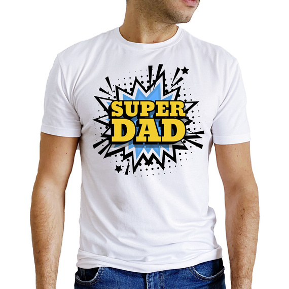 Koszulka męska "Super dad" Moocha biały 