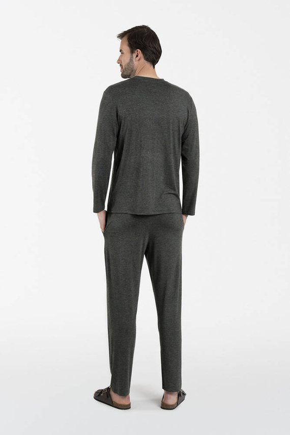 Piżama Męska długi rękaw, długie spodnie Akord talian Fashion - c.melanż