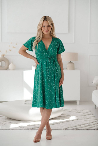 Sukienka do karmienia krótki rękaw Milk Shake Milk&Love zielona w groszki