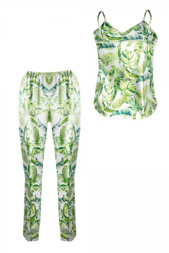 Piżama Damska Satynowa Flowers DKaren - DK-KI 11 biały