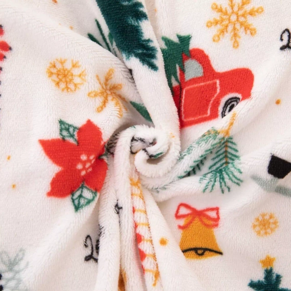 Merry Cozy Pościel pluszowa świąteczna biały miś Spod Igły i Nitki– mikrofibra 100%, 210 g/m²