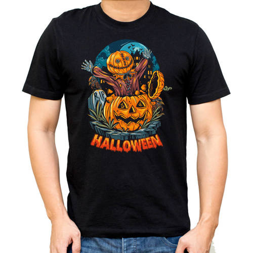 Koszulka męska "HALLOWEEN człowiek w dyni" Moocha czarny