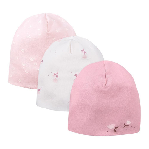 3 pak Czapki niemowlęce Petite Eevi -  kwiatki