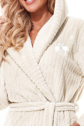 Długi Szlafrok Damski 2313 Mag  L&L -ecru